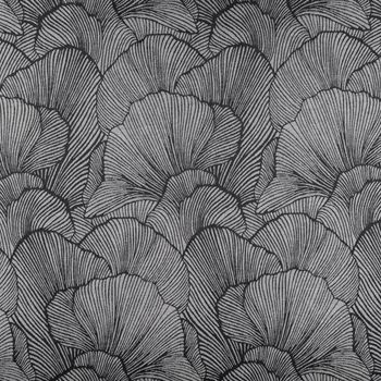 Vorhangstoff Dekostoff Jacquard Ginkgo Blätter schwarz ecru 135cm