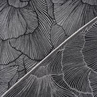 Vorhangstoff Dekostoff Jacquard Ginkgo Blätter schwarz ecru 135cm