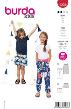 Burda Schnittmuster 9228 Kinder Hose Shorts
