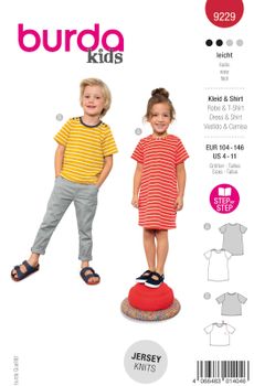 Burda Schnittmuster 9229 Kinder Kleid Shirt