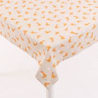 Tischdecke Halbpanama Leinenlook Little Happy Chicken natur gelb 80x80