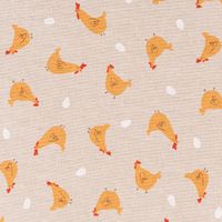 Tischdecke Halbpanama Leinenlook Little Happy Chicken natur gelb Detail Stoff
