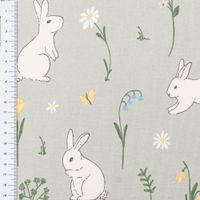 Tischdecke Cute Rabbit Garden Hasen Blumen mintgrün bunt in versch. Größen von SCHÖNER LEBEN. Stoff