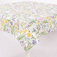 Tischdecke Rabbit Spring Fever Hasen Blumen weiß bunt in versch. Größen von SCHÖNER LEBEN.