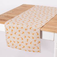 Tischläufer Leinenlook Little Happy Chicken natur gelb 40x160cm von SCHÖNER LEBEN.