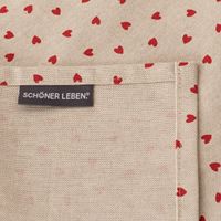 Tischläufer Little Love Heart Herzchen natur rot 40x160cm von SCHÖNER LEBEN. Saum