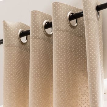 Vorhang Basic Dot Pünktchen Leinenlook natur weiß in 245cm oder Wunschlänge von SCHÖNER LEBEN. Wellen Smokband