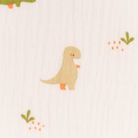 Musselin Stoff Double Gauze Didi Dinosaurier beige grün orange 1,30m Breite
