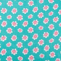 Musselin Stoff Double Gauze Mafleur Blüten grün rosa 1,30m Breite