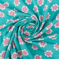 Musselin Stoff Double Gauze Mafleur Blüten grün rosa 1,30m Breite