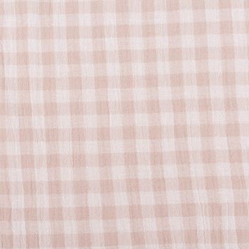 Musselin Stoff Double Gauze Doubleface Vichy Karo beige weiß 1,30m Breite