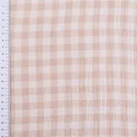 87134-Musselin-Stoff-Double-Gauze-Doubleface-Vichy-Karo-beige-weiss-1-30m-Breite-87134-05.jpg Musselin Stoff Double Gauze Doubleface Vichy Karo beige weiß 1,30m Breite