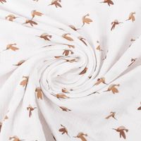 Musselin Stoff aus Baumwolle Vögel Kolibri offweiß braun 1,35m Breite