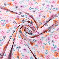Baumwollstoff Popeline Digitaldr. FLOWERS Blumen weiß bunt 1,45m breit