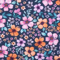 Baumwollstoff Popeline Digitaldr. FLOWERS Blumen blau bunt 1,45m breit
