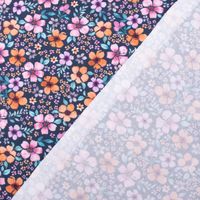 Baumwollstoff Popeline Digitaldr. FLOWERS Blumen blau bunt 1,45m breit