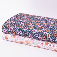 Baumwollstoff Popeline Digitaldr. FLOWERS Blumen blau bunt 1,45m breit
