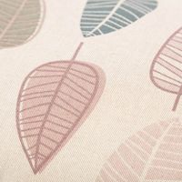 Kissenhülle Scandi Retro Leaves Blätter Leinenlook natur rosa Detail Stoff