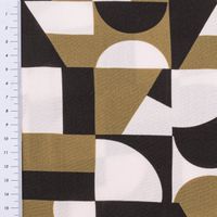 Viskose Stoff für Bekleidung geometrisch abstrakt schwarz grün weiß 1,5m Breite