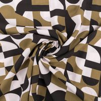 Viskose Stoff für Bekleidung geometrisch abstrakt schwarz grün weiß 1,5m Breite
