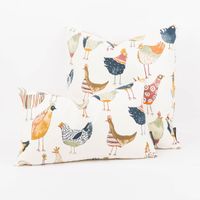 Kissenhülle Harriet Vintage Hühner wollweiß bunt in versch. Größen von SCHÖNER LEBEN.
