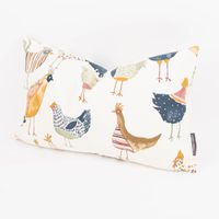 Kissenhülle Harriet Vintage Hühner wollweiß bunt 30x50