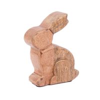 Dekofigur hase aus massivholz sitzend ansicht schräg vorne