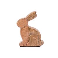 Dekofigur hase aus massivholz sitzend ansicht seitlich