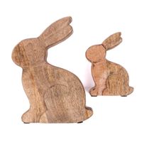 2 Dekofiguren HAse groß und klein sitzend hintereinander