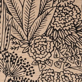 Dekostoff Vorhangstoff Leinenoptik Orphee Botanics natur schwarz 155cm Breite
