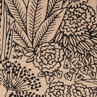 Dekostoff Vorhangstoff Leinenoptik Orphee Botanics natur schwarz 155cm Breite