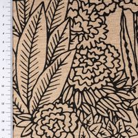 Dekostoff Vorhangstoff Leinenoptik Orphee Botanics natur schwarz 155cm Breite