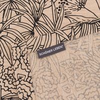 Tischdecke Orphee Botanics Leinenlook natur schwarz Saum Rückseite