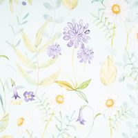 Dekostoff Baumwollstoff Popeline Digitaldruck Daisy Wildflower Garden hellblau lila 1,40m Breite