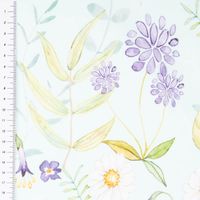 Dekostoff Baumwollstoff Popeline Digitaldruck Daisy Wildflower Garden hellblau lila 1,40m Breite