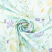 Dekostoff Baumwollstoff Popeline Digitaldruck Daisy Wildflower Garden hellblau lila 1,40m Breite