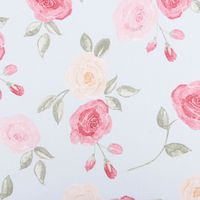 Dekostoff Halbpanama Romantic Floral Rose hellblau rosa 1,40m Breite