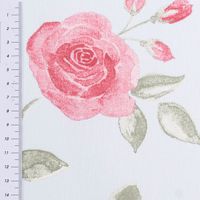 Dekostoff Halbpanama Romantic Floral Rose hellblau rosa 1,40m Breite