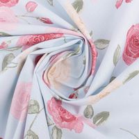 Dekostoff Halbpanama Romantic Floral Rose hellblau rosa 1,40m Breite