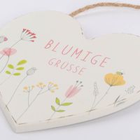 dekohänger Herzform Blumige grüße weiß bunt schräge ansicht