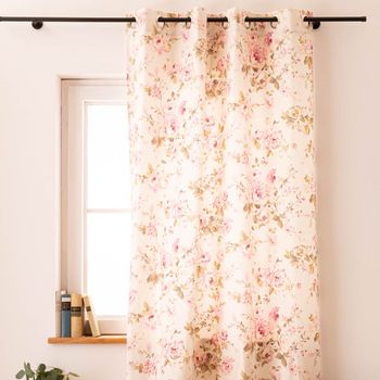 Vorhang mit Ösen Classic Painted Rose Rosen ecru rosa in 245cm oder Wunschlänge von SCHÖNER LEBEN.