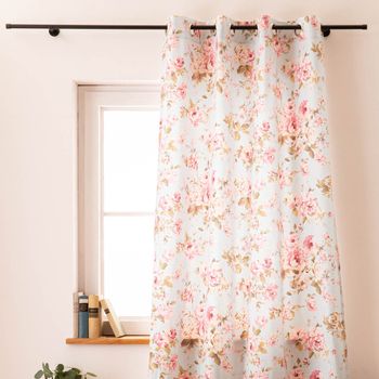 Vorhang mit Ösen Classic Painted Rose Rosen hellblau rosa in 245cm oder Wunschlänge von SCHÖNER LEBEN.