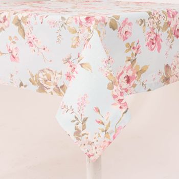 Tischdecke Classic Painted Rose Rosen hellblau rosa in versch. Größen von SCHÖNER LEBEN.
