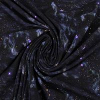 Jersey Stoff Digitaldruck SPACE Weltall schwarz lila 1,4m Breite