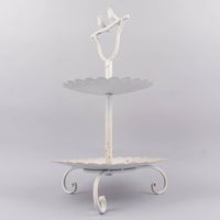87443-Deko-Etagere-2-stufig-rund-mit-Bogenkante-und-Antik-Finish-Eisen-beige-grau-32x51cm-87443-06.jpg Deko Etagere aus Metall mit Antikfinisch aus Eisen weiß