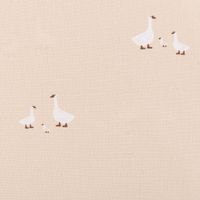 Baumwollstoff Popeline Stoff Gänse beige weiß 1,45m Breite