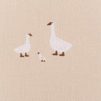 Baumwollstoff Popeline Stoff Gänse beige weiß 1,45m Breite