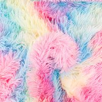 Plüsch Stoff Fellimitat Kunstfell Regenbogenfarben Langhaar bunt 1,65m Breite