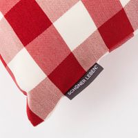 Kissenhülle Karos rot weiß von SCHÖNER LEBEN. Detail Label