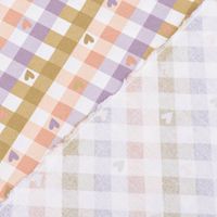 Flanell Stoff aus Baumwolle Karo Herzen grün violett 1,45m Breite